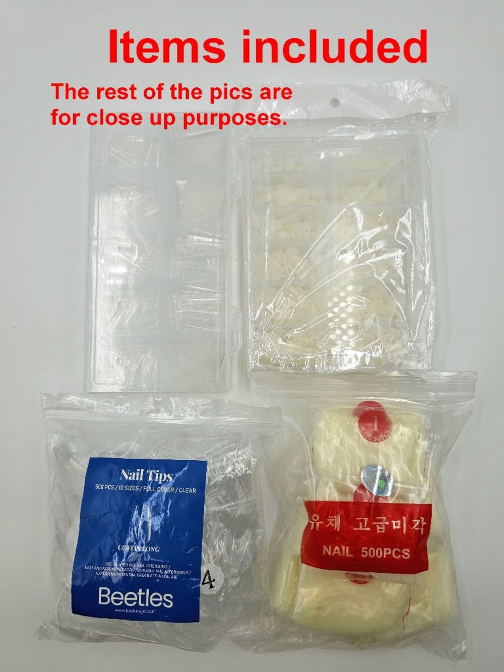 Lot of Beetles & Other Artificial Nails Coffin Tip Long Full cover  +/- 2000 pcs